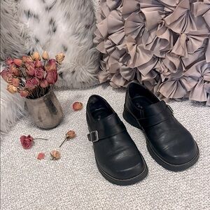 Partners Ukie Vintage Black Leather Low-top Chunky Grunge Buckle Women's Booties